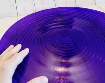 Huge and heavy Cobalt Ribbed Round Platter hand blown stunning