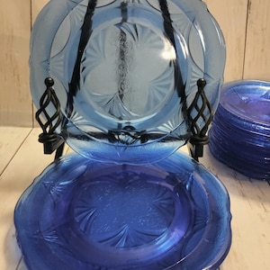 8.25” Salad  Plate - Royal Lace Cobalt Blue by Hazel-Atlas Cobalt Blue Depression Glass