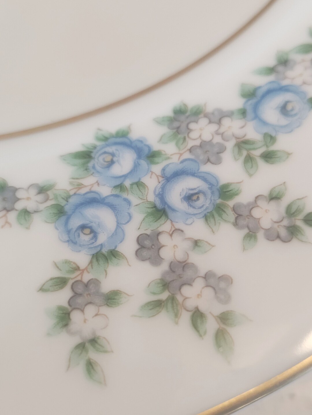 Noritake 22k Gold China Blue Floral Tea Cup and Saucer Set Exceptional ...