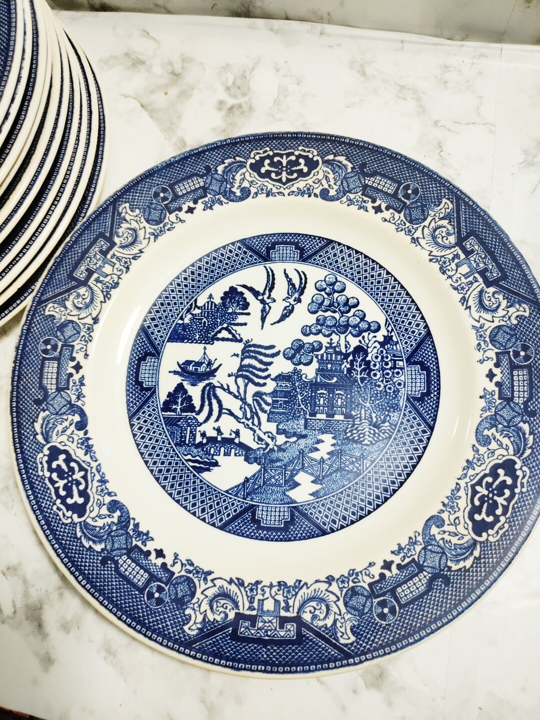 Dinner Plate Willow Ware By Royal China Underglaze Willow Ware By