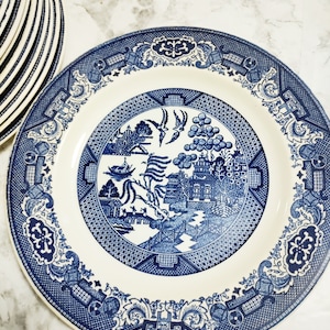 Blue Willow china 10 inch dinner plate vintage marked Royal Willow ware England Vintage