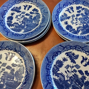 Blue Willow china 9.5 inch plate vintage 1921-1941 pre WW2 marked Japan