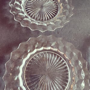 Set of 2 1940s VTG American Fostoria salad plates heavy pressed glass salad  plates vintage Fostoria glass Crystal