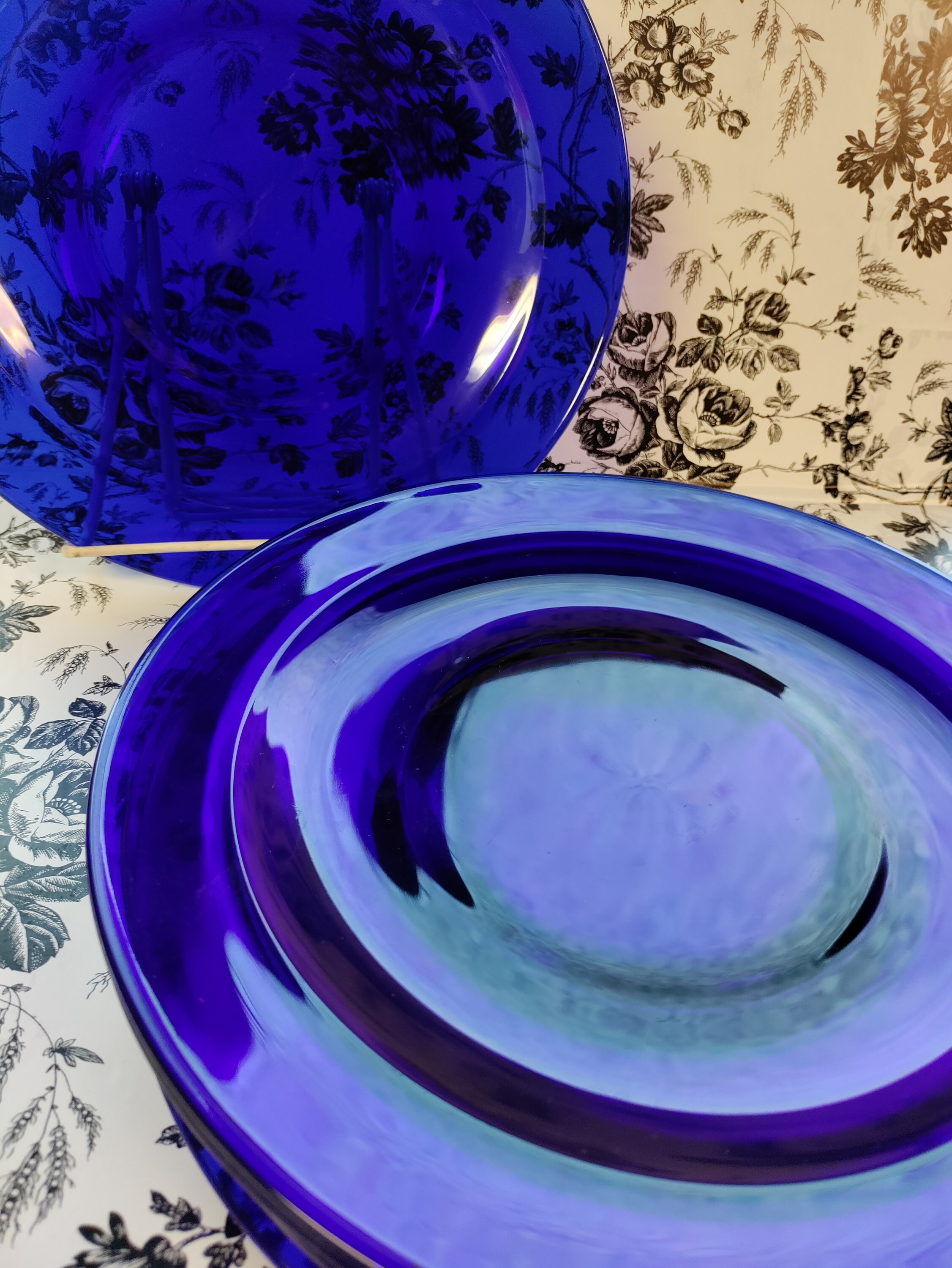 Vintage Cobalt Blue Dinner Plates, Salad Plates, Tumbler - Etsy