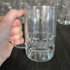 Set of 6 Vintage Hazel-Atlas heavy clear glass beer or root beer mug 4 3/4&quot; tall