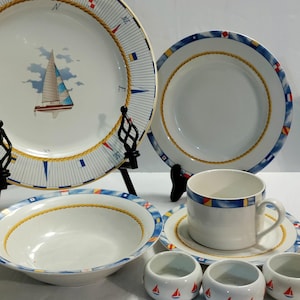 Habitat Americana, Anchors, Boat Sailboat Regatta by Fitz & Floyd Discontinued Actual 1995 - 1997