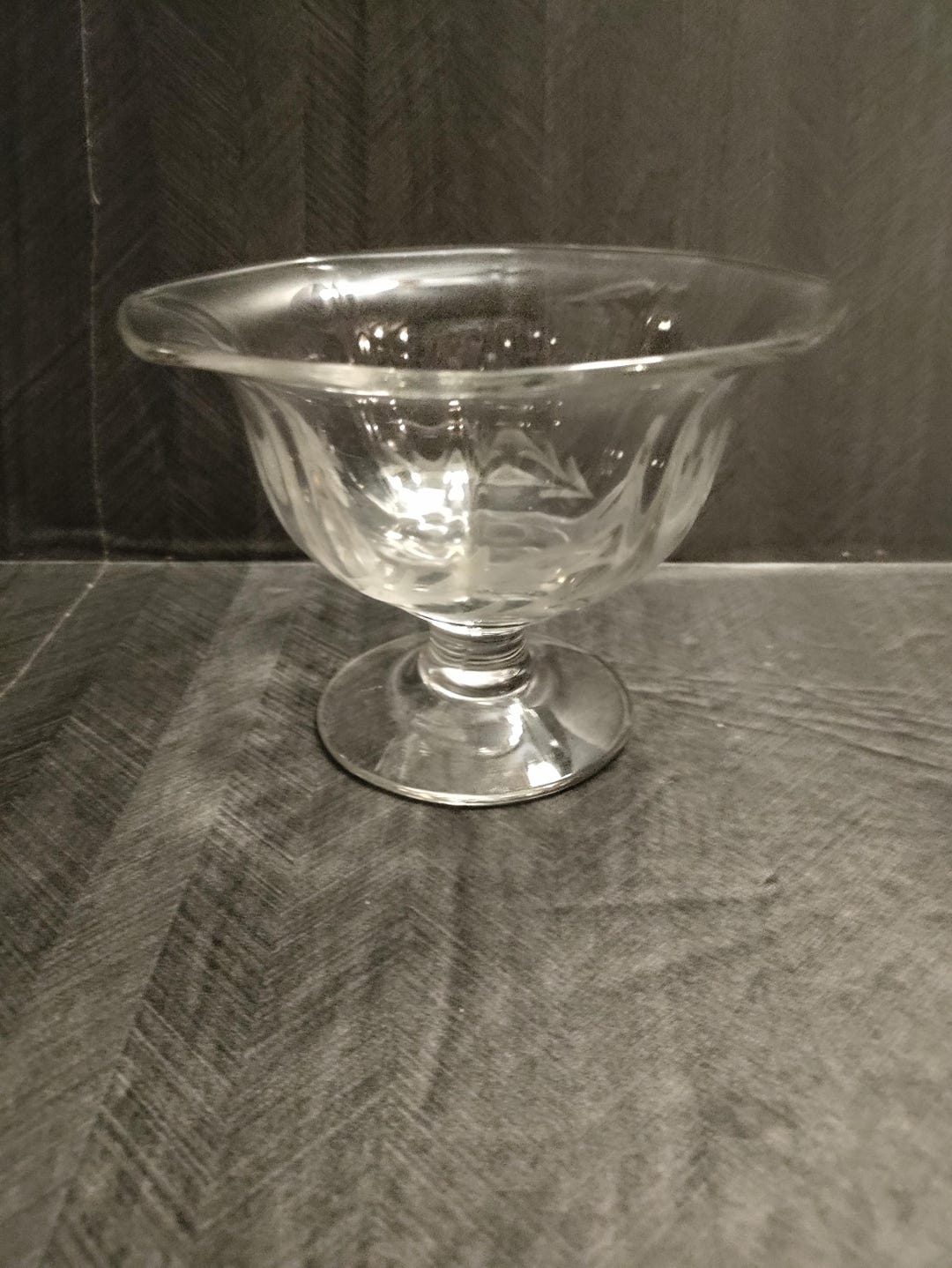 Etched Floral Glass Compote, Vase, Dish, Beautiful Very Art Deco to Me ...