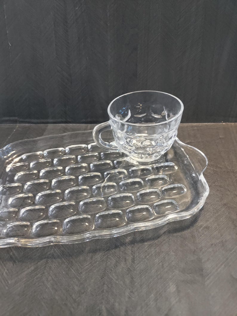 Bumpy Tray Vintage Federal Glass Company Set of 4 Plates and 4 Glasses in Original ...