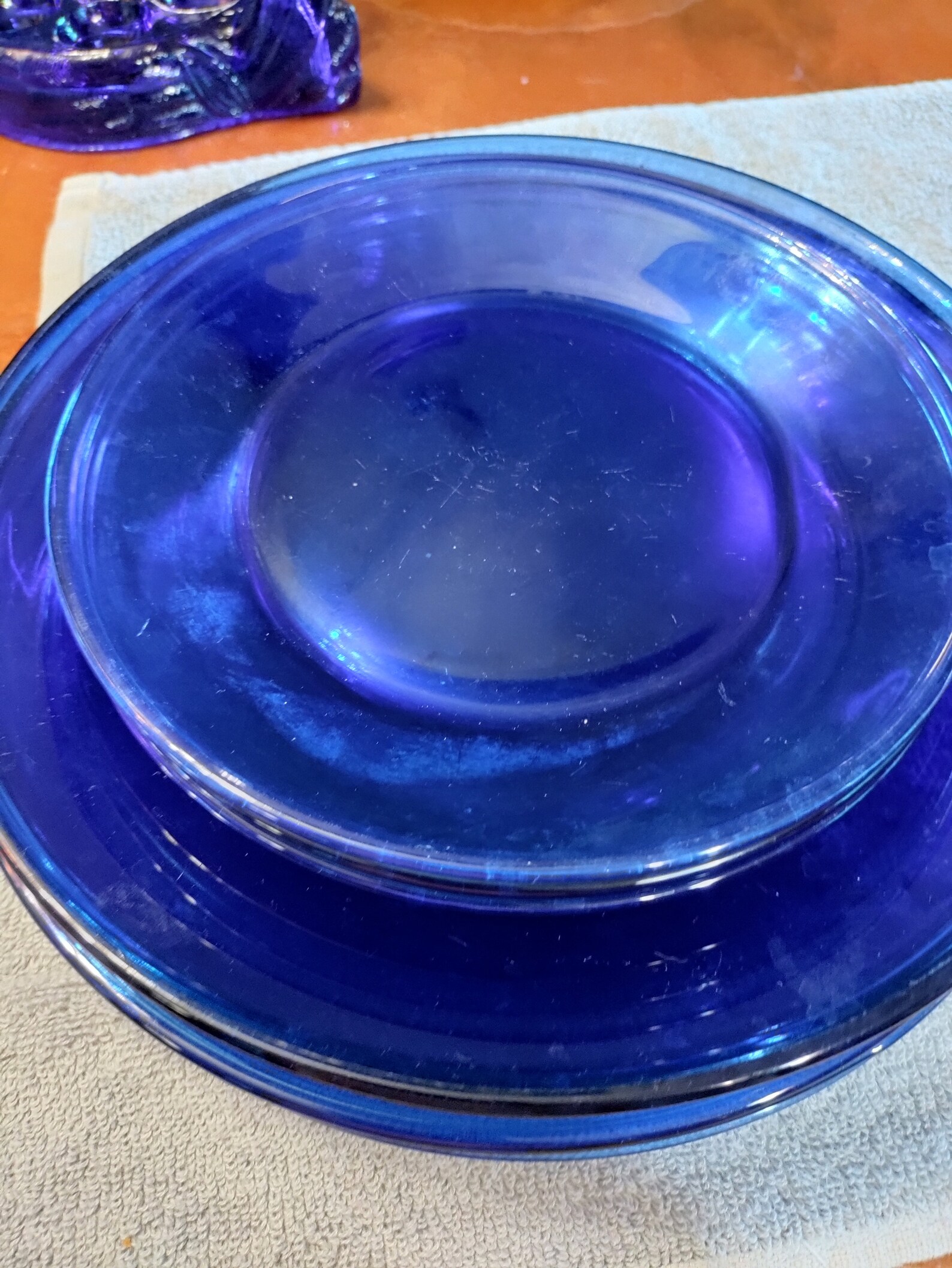 Vintage Cobalt Blue Dinner Plates, Salad Plates, Fruit Bowl - Etsy