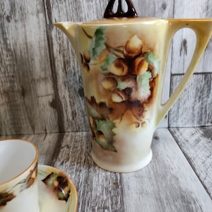 Rare Rosenthal Chocolate Tea Coffee Pot Chestnut Brown Hand Paint plus cups and saucers