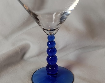 Vintage Libbey Glass Company Cobalt martini glass from the "Metropolis Blue" (or Mediterranean) pattern,