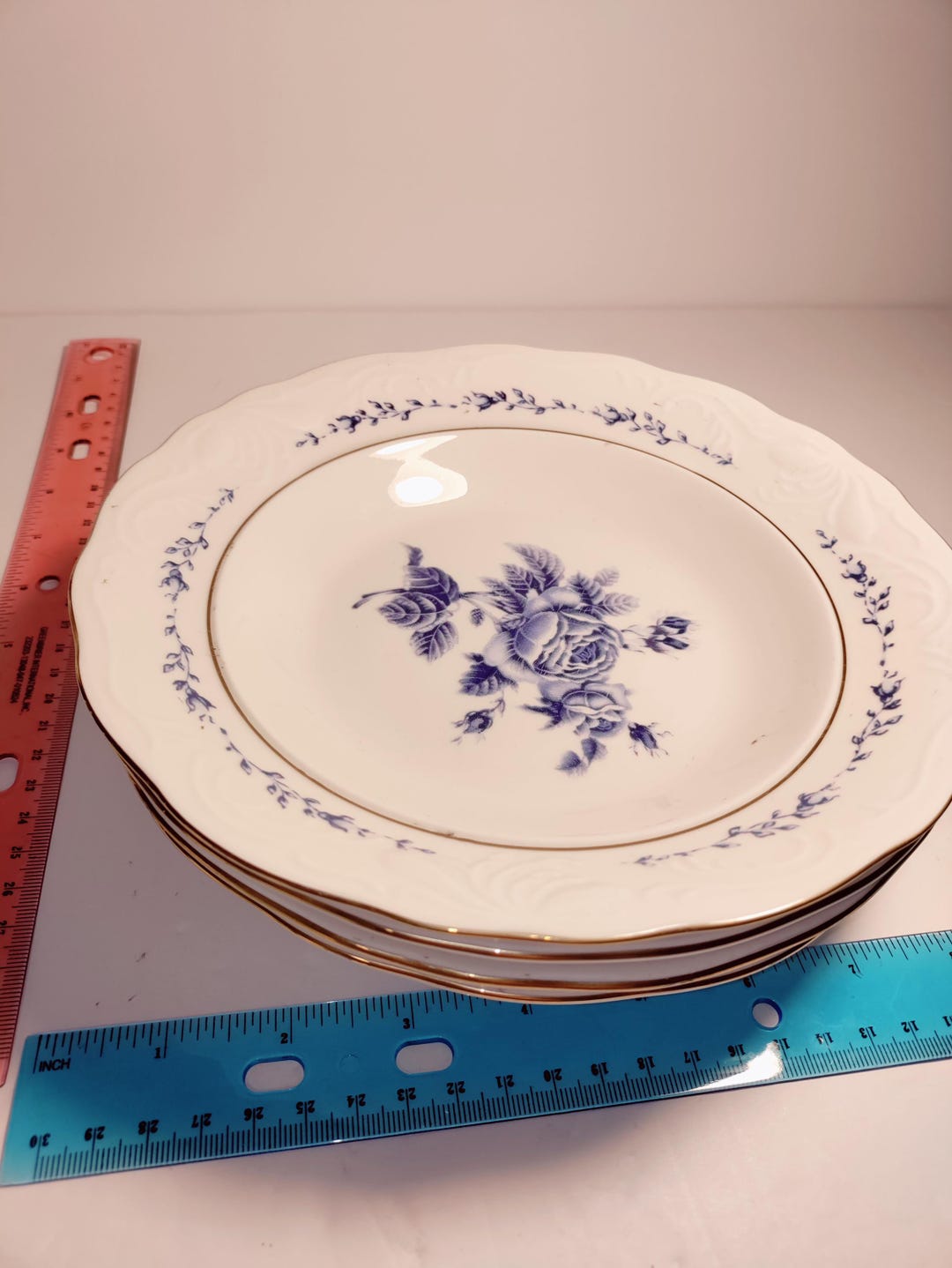 Blue Roses Gibson China Plates, Bowls, Cups and Saucers Excellent