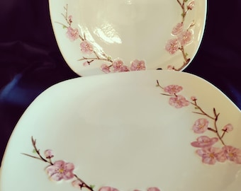 Poppytrail Peach Blossom by Metlox Bread Plates Set of 4 Made in