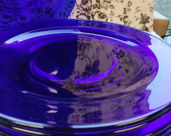 Vintage Cobalt blue dinner plates, salad plates, Tumbler