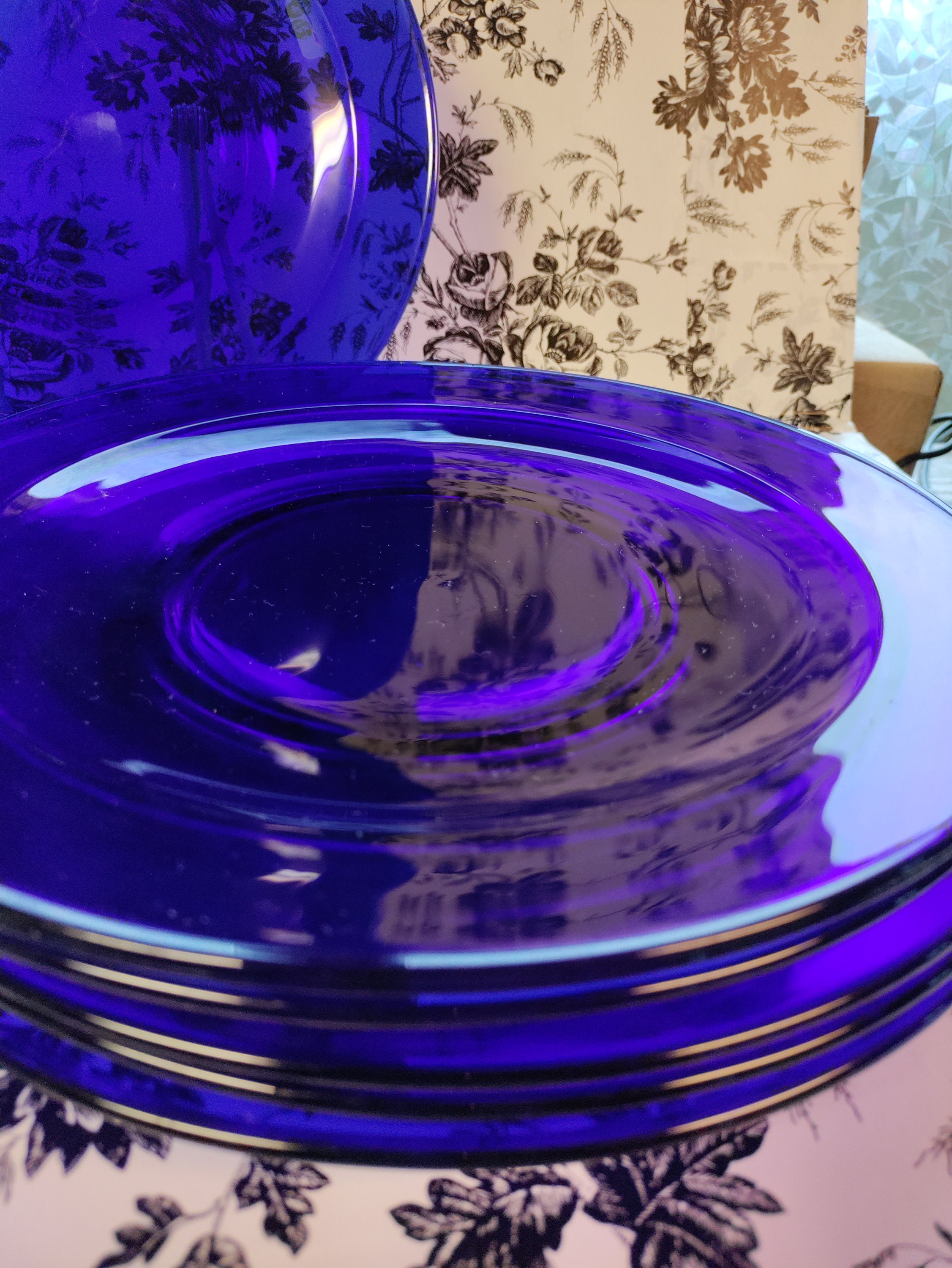 Vintage Cobalt Blue Dinner Plates, Salad Plates, Tumbler - Etsy