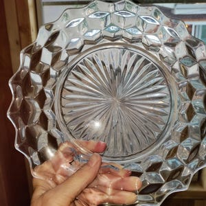 1940s VTG American Fostoria 9 inch dinner plates  plates heavy  vintage Fostoria glass Crystal plates larger center circle
