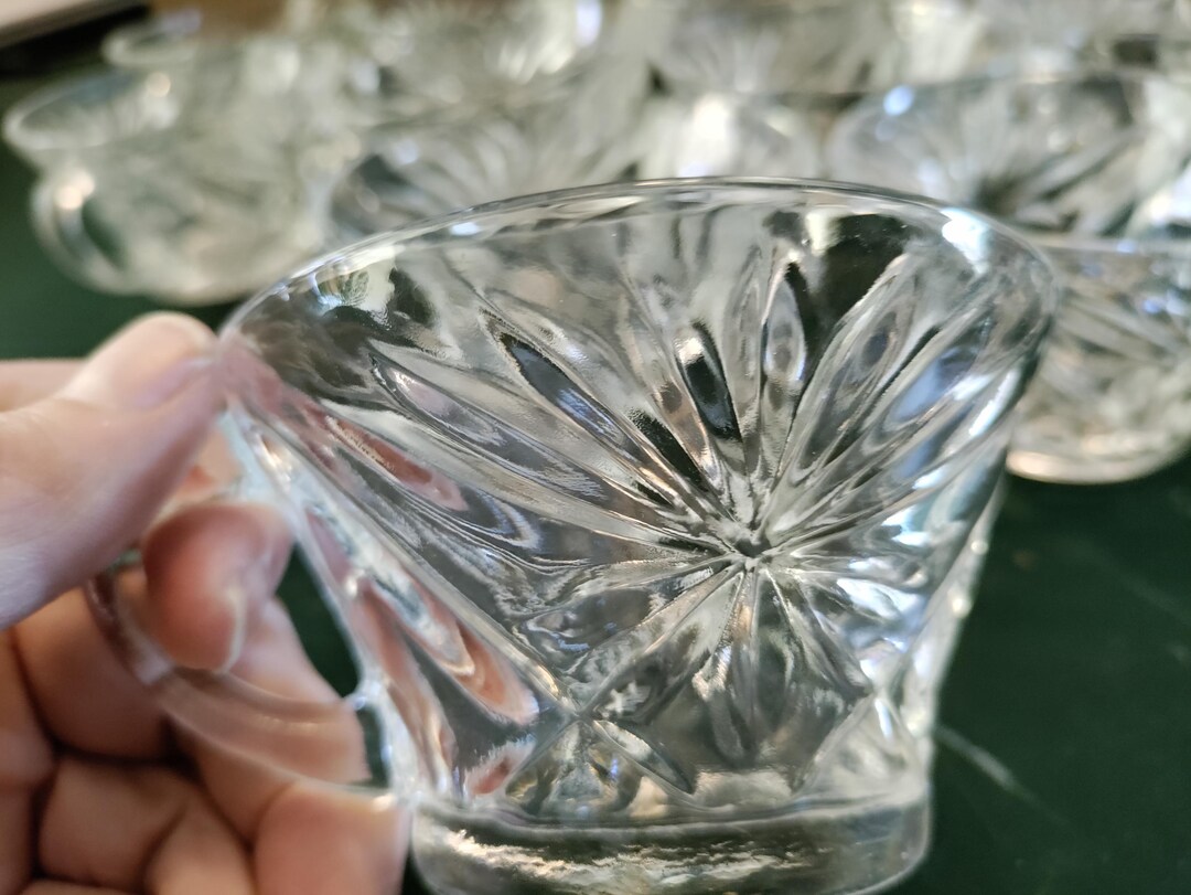 Set of 6 Vintage Glass Punch Cups EAPC Star of David or Starburst ...