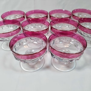 Set of 10 tall Champagne  Dessert Tiffin Kings Crossing Cups 1950/1960s McM