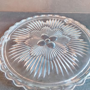 Vintage Mid-Century Pressed Glass Cake Plate - Indiana Glass Company - MCM Kitchenware Hand blown as it has a few bubbles
