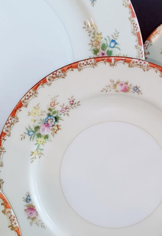 Royal Chester Ogden Noritake Japan Floral Sprays Red Trim Creme