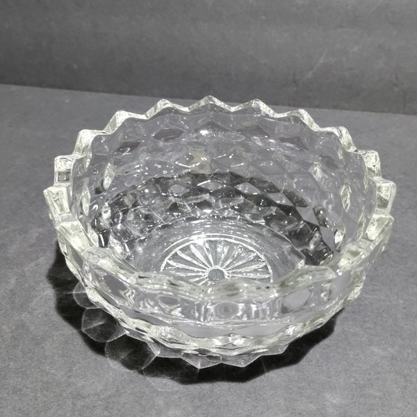 Vintage Fostoria American 5.5" candy dish bowl  Depression Glass  MCM Cube Style Dishes