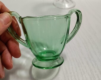 Fostoria Open Sugar Bowl Depression Glass Green Decanter