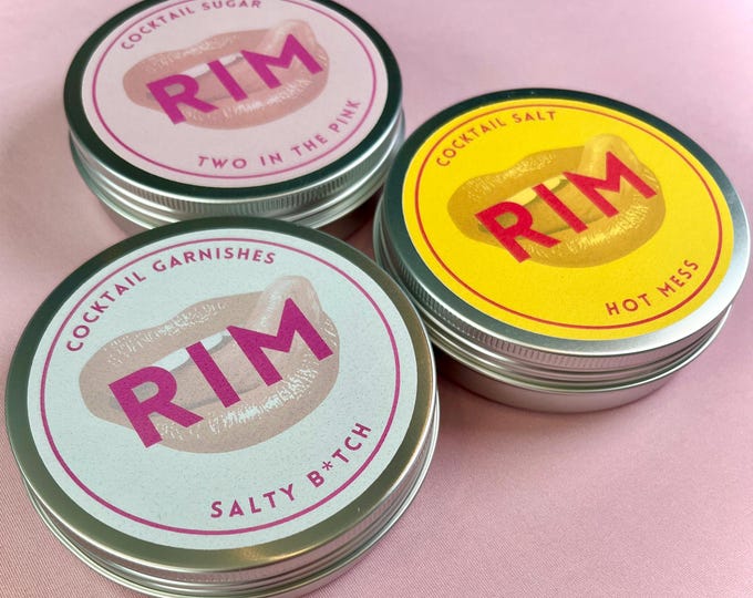 Premium Cocktail Rimming Salt and Sugar Trio | Three flavours | Salty B*tch | Hot Mess | Two in the Pink | Elevate your home cocktails.