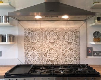 6 Płytek Ceramicznych Do Kuchni Backslash, Łazienki Płytki Dekoracyjne, Malowane Ręcznie Płytki Do Projektowania Zewnętrznego Mix 30 cm Beżowo-Biały
