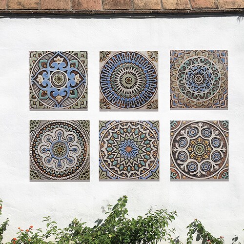 Outdoor Wall Art SET OF 6 Ceramic Tiles to Decorate a Column Etsy