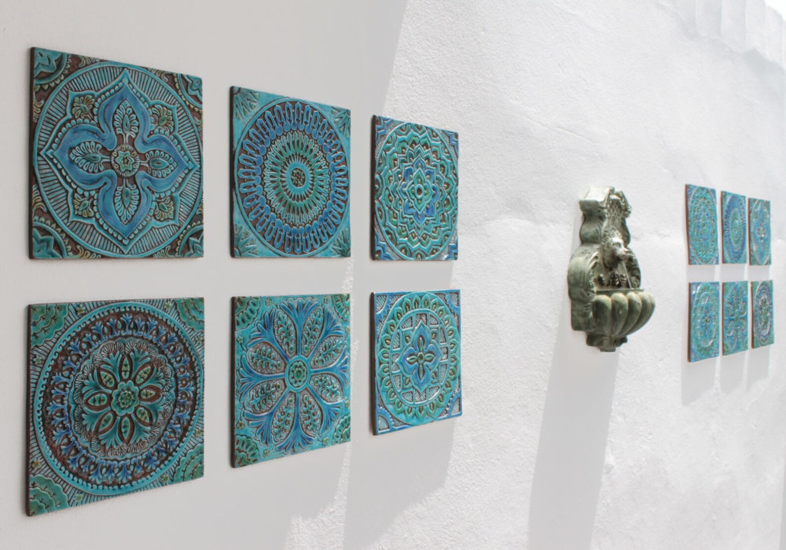 Outdoor wall art Garden decor Set of 9 ceramic garden art Etsy