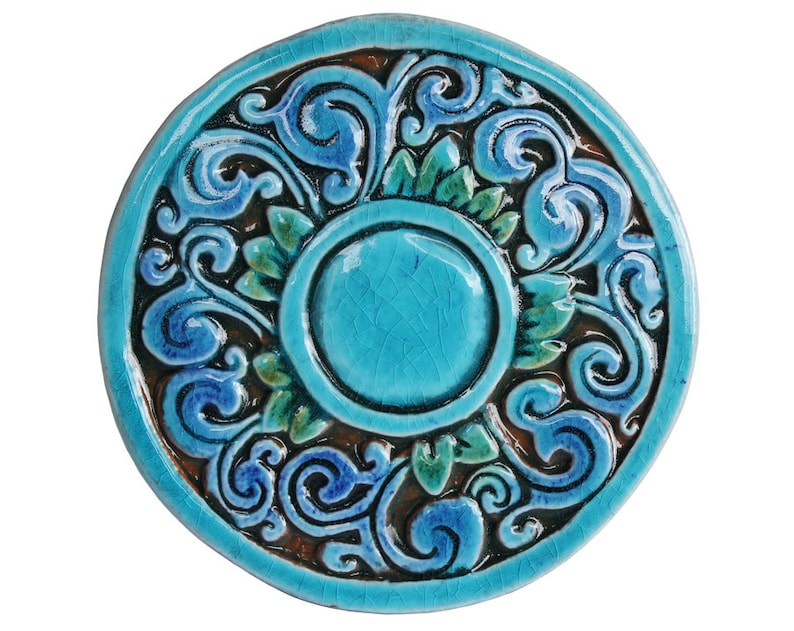 Swirls Circle Wall Decor Made From Ceramic Outdoor Wall Art Etsy