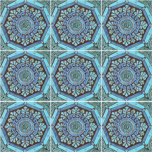 9 Tile Wall Decor Made From Ceramic, Tile Art, Outdoor Wall Art, Ceramic Tile Garden Decor, Large Tile Wall Hanging, Spanish #13 Turquoise