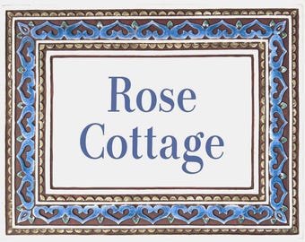 Personalized Spanish Tile Address Sign: Hand-Carved Ceramic House Plaque