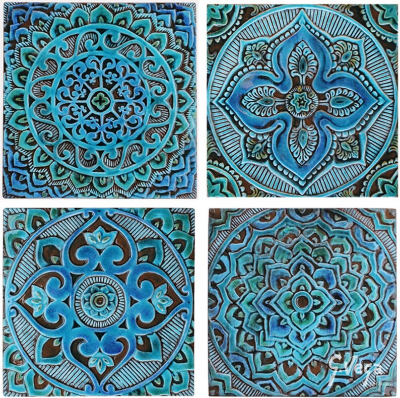 Set of 3 wall hangings made from ceramic Outdoor wall art | Etsy