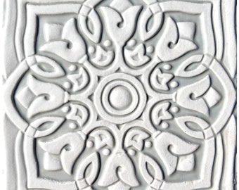 Aufkantung mit spanischem Design, Keramikfliese, Keramikfliese mit Relief, Wanddekoration für Innen- und Außenbereich, Spanisch # 4 15 cm Grau