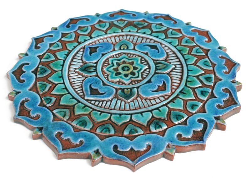 Mandala Wall Hanging Mandala Tile Garden Art Mandala Wall Etsy
