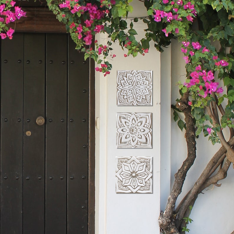 Outdoor Wall Art Ceramic Tile With Ethnic Design Spanish Etsy