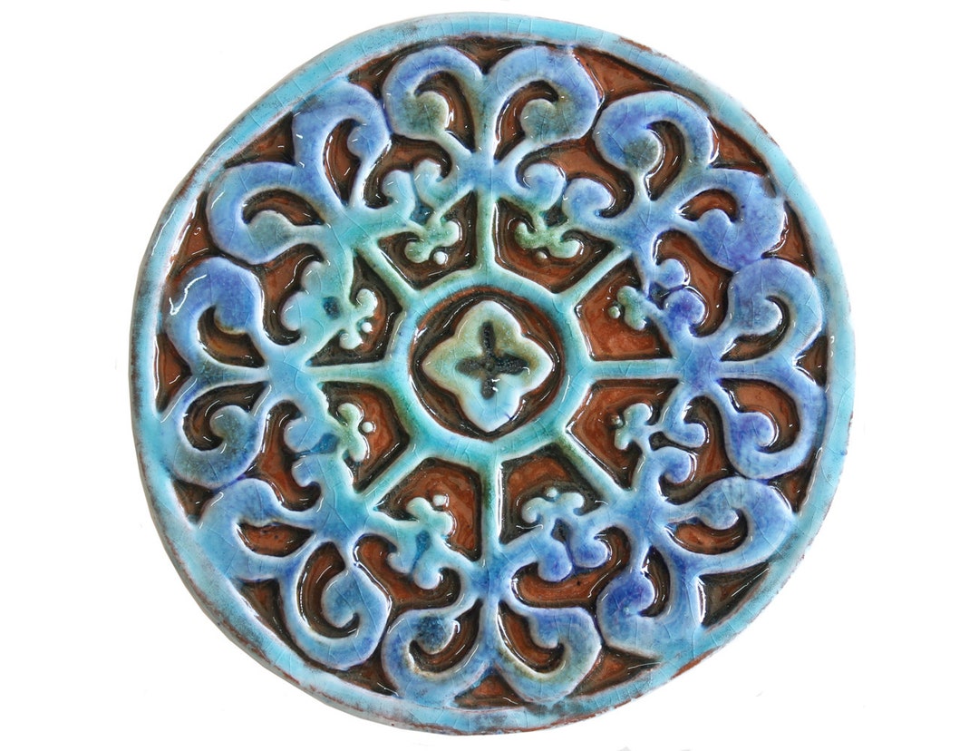 Decorative Tile Hand Painted With Mandala Design Ceramic Art Etsy