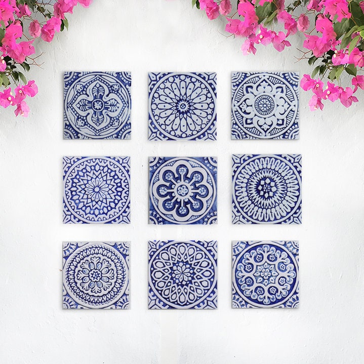 3 Beautiful Wall Hanging Ceramic Tiles 7.87 Ideal for Etsy