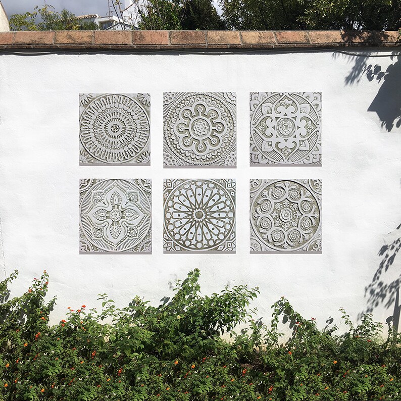 9 tiles Outdoor wall art tiles with ethnic designs garden Etsy