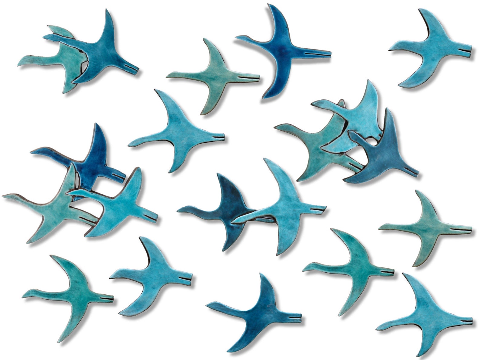 30 Flying Birds Outdoor Wall Art Made From Ceramic Birds Etsy