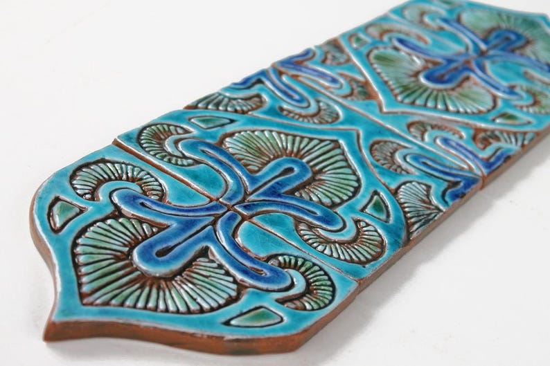 Outdoor wall art SET OF 6 ceramic tiles to decorate a column Etsy