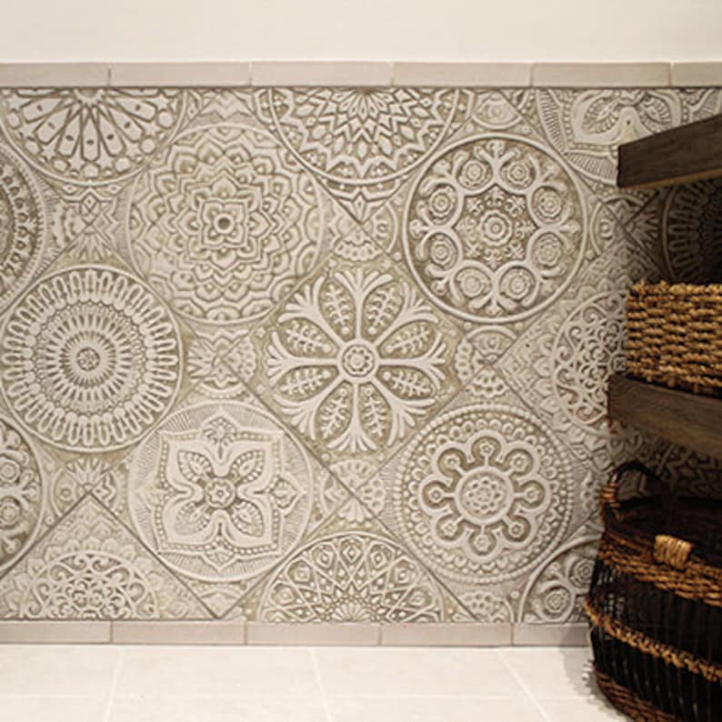 9 tiles Outdoor wall art tiles with ethnic designs garden Etsy