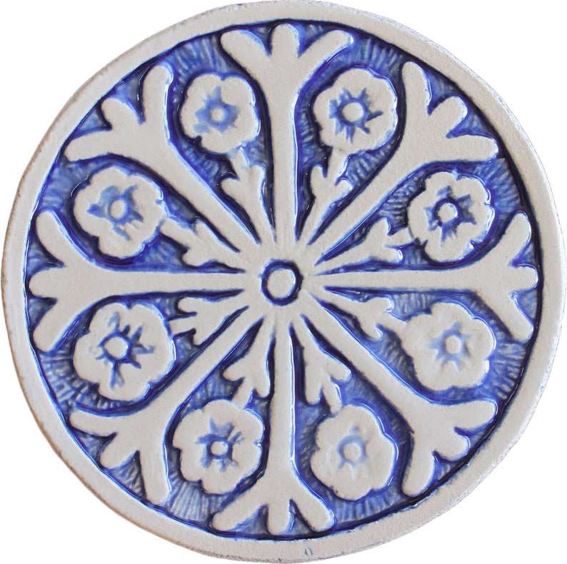 Outdoor Wall Art Blue and White Floral Design Garden Decor Etsy