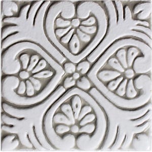 Garden Ceramic Tile, Yard Art Decor Tile, Outdoor Wall Art, Ceramic Tile With Ethnic Design, Boho Chic, Spanish #2 10cm Beige