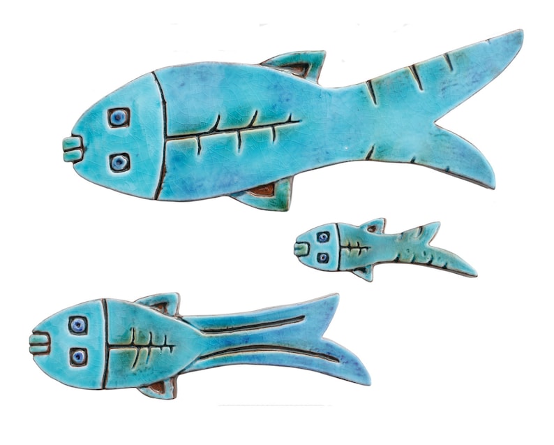 Ceramic fish art // Fish wall art // Fish wall hangings // Ceramic art // Fish ornament // Ceramic fish 3 // Turquoise image 4