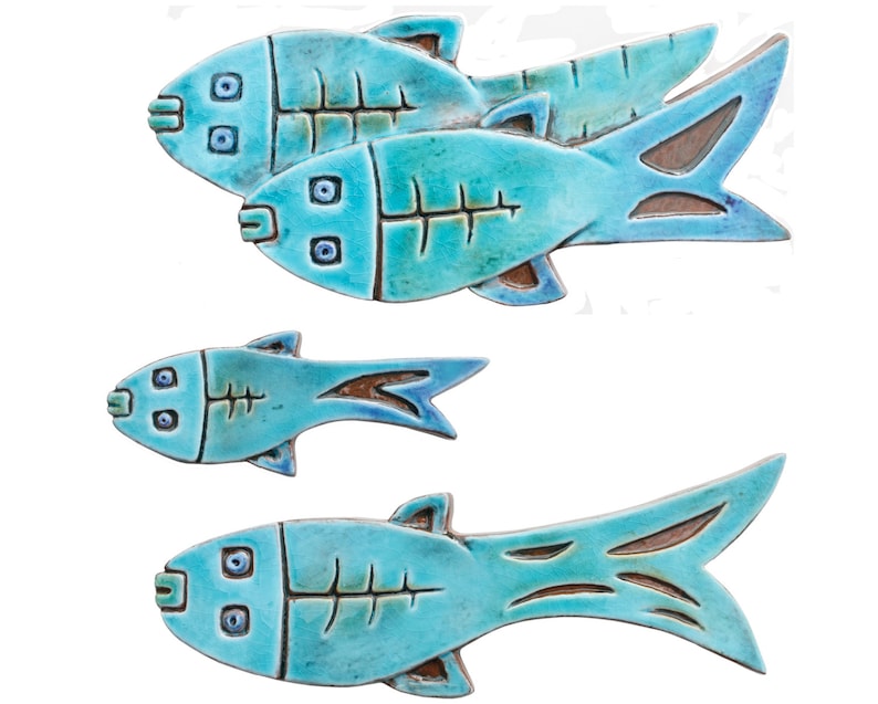 Ceramic fish art // Fish wall art // Fish wall hangings // Ceramic art // Fish ornament // Ceramic fish 3 // Turquoise image 3