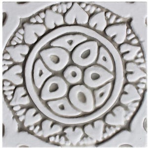 Handmade Ceramic Tile: Beige Mandala Wall Decor ( 4&quot;)