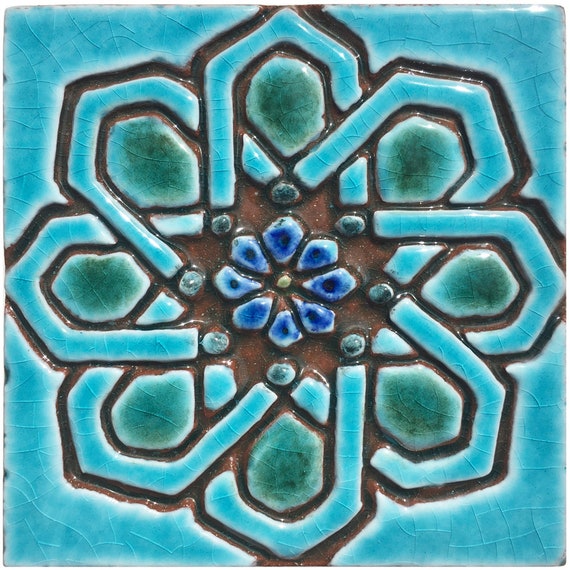 Panneau Mosaïque Dosseret Arabe Khamsa – Carreaux En Céramique Peints à La Main, Déco Orientale Faite Main