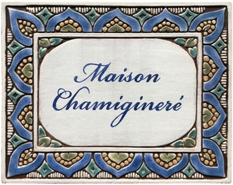 Personalized Ceramic House Sign: Spanish Tile Address Plaque, Mandala #1